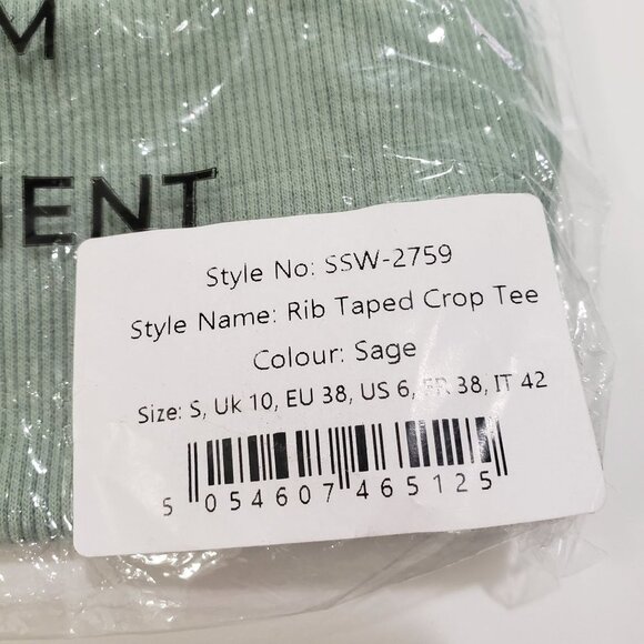 NWT SikSilk Rib Tape Crop Tee - Sage  Size Small‎ - Picture 8 of 9